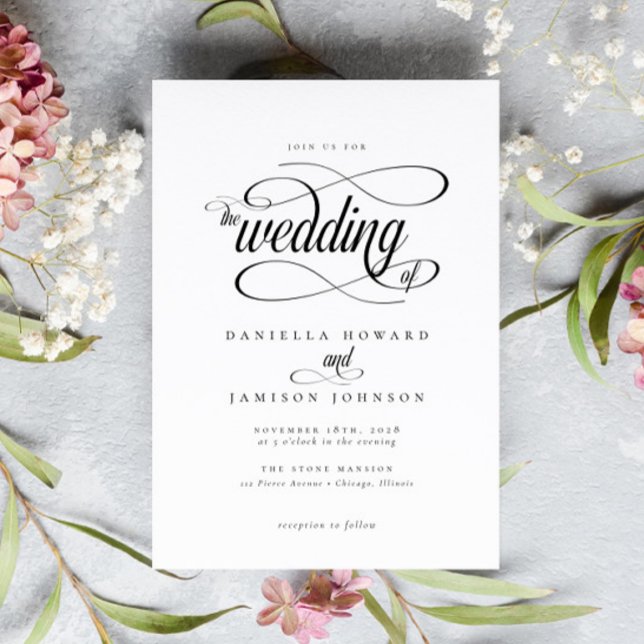 Convite Casamento de Script Clássico Elegante de Caligrafi (Criador carregado)