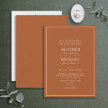 Convite Casamento de Script Clássico Laranja Queimado Form<br><div class="desc">Um convite formal clássico de casamento Burnt Orange,  com caligrafia de script. Perfeito para a noiva moderna ter um caso formal. Consulte a coleção de cheios aqui: https://www.zazzle.com/collections/elegant_burnt_orange_classic_script_wedding-119586740302574987 Copyright Anastasia Surridge for Elegant Invites,  todos os direitos reservados.</div>