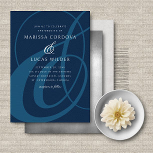 Convite Casamento de Script de Ampersand Azul de Teal mari