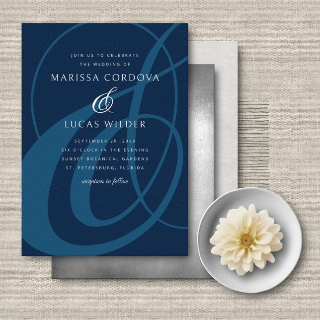 Convite Casamento de Script de Ampersand Azul de Teal mari (Criador carregado)
