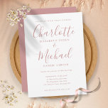 Convite Casamento de Script de Assinatura de Rosa Dusty El<br><div class="desc">Apresentando nomes de estilo de assinatura,  este elegante convite de casamento pode ser personalizado com suas informações em rosa chic empoeirado. Projetado por Thisnotme©</div>