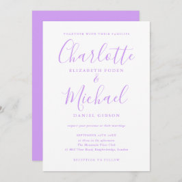 Convite Casamento de Script de Assinatura Lilac da lavanda
