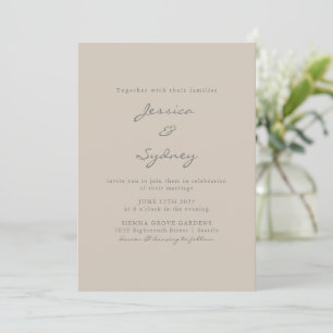 Convite Casamento de Script de Beige Moderno Minimalista