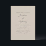 Convite Casamento de Script de Beige Moderno Minimalista<br><div class="desc">Convite para Casamento de Script de Taupe Moderno Minimalista Beige</div>