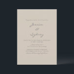 Convite Casamento de Script de Beige Moderno Minimalista<br><div class="desc">Convite para Casamento de Script de Taupe Moderno Minimalista Beige</div>