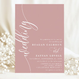 Convite Casamento de Script de Caligrafia Dusty Rosa Elega