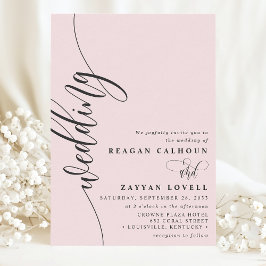 Convite Casamento de Script de Caligrafia Elegante Cor-De-