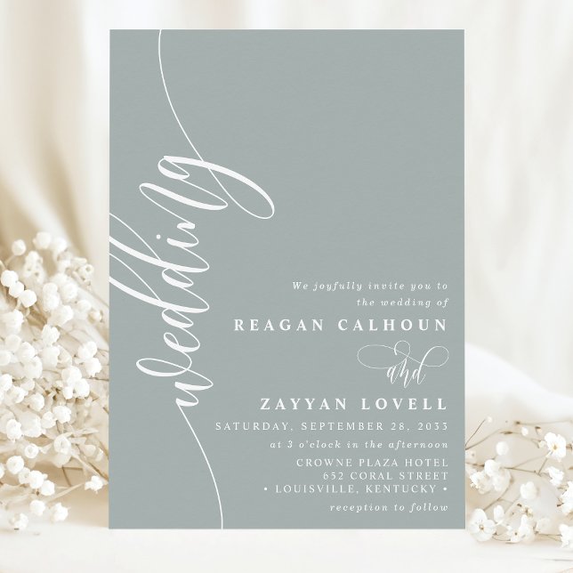 Convite Casamento de Script de Caligrafia Elegante Dusty S (Criador carregado)