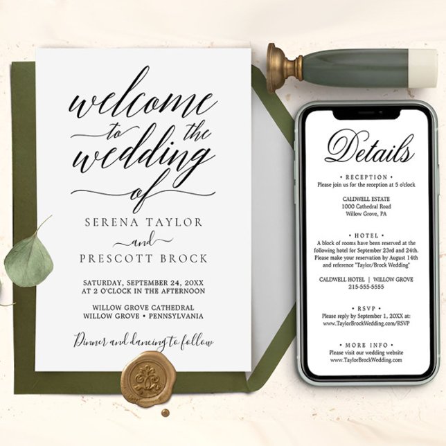 Convite Casamento de script de Caligrafia Mínima para Down (MINIMAL WEDDING INVITE)