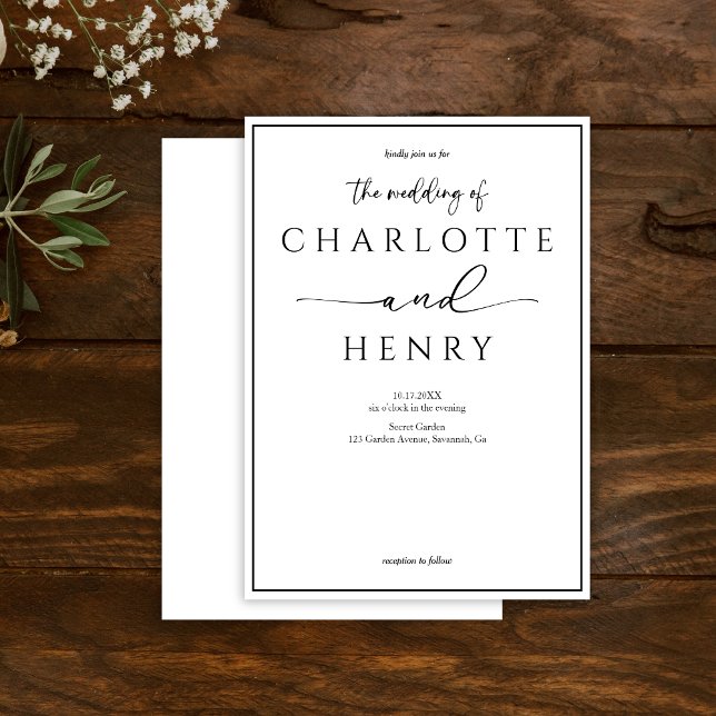 Convite Casamento de Script de Caligrafia Moderna Minimali (Criador carregado)