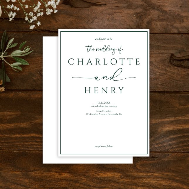 Convite Casamento de Script de Caligrafia Moderna Minimali (Criador carregado)