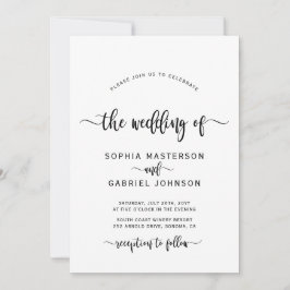 Convite Casamento de Script de Caligrafia Moderno Boho