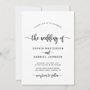 Convite Casamento de Script de Caligrafia Moderno Boho