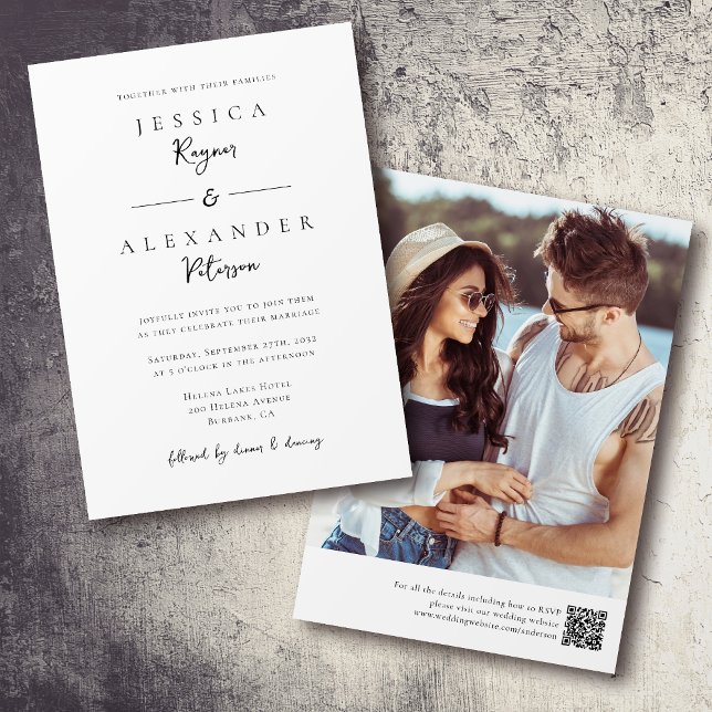Convite Casamento de Script de Código QR de Foto Minimalis (Criador carregado)