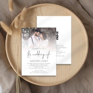 Convite Casamento de Script de Código QR de Foto Moderna