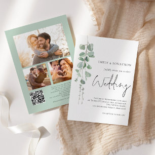Convite Casamento de Script de Código QR do Eucalyptus 3 F