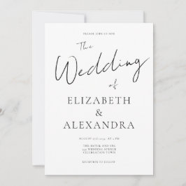 Convite Casamento de Script de Código QR Elegante Minimali