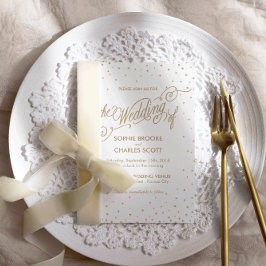 Convite Casamento de Script de Estrelas de Confetti Branca