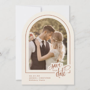 Convite Casamento de Script de Foto Terracotta 2 Salve a D