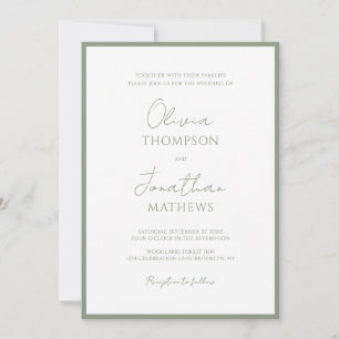 Convite Casamento de Script de Fronteira Verde de Sage Sim