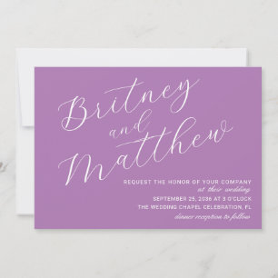 Convite Casamento de Script de Lavanda de Foto Minimalista