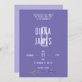 Convite Casamento de Script de Lavanda Moderna
