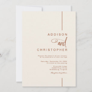 Convite Casamento de Script de Linha Minimalista Moderno