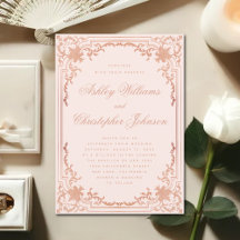 Casamento de Script de Ornamentado Rosa-Rosa Blush