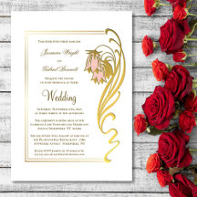 Casamento de Script de Quadro Dourado Elegante