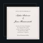 Convite Casamento de Script de Quadro Preto Formal Clássic<br><div class="desc">Modelo de convite de casamento elegante,  formal e quadrado clássico com tipografia de script de caligrafia para os casais,  fundo branco creme,  quadro elegante na frente e um backer preto. Personalize-o com as suas próprias informações de casamento.</div>