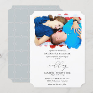 Convite Casamento de Script de Tipo de Cinza de Fotografia