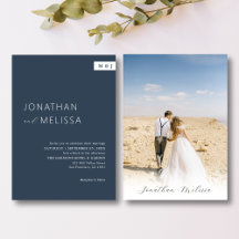 Casamento de Script do Monograma Azul do Marinho F