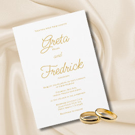 Convite Casamento de Script Dourado da Elegância Simples d