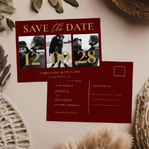 Convite Casamento De Script Dourado E Burgundy Salva A Dat