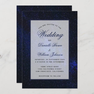 Convite Casamento de Script Elegante Celestial da Starry N