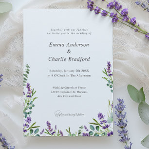 Convite Casamento de Script Elegante da Lavanda Eucalyptus