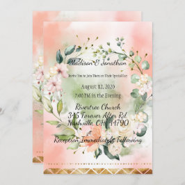 Convite Casamento de Script Elegante de Aquarela dos Rosas