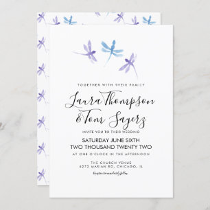 Convite Casamento de Script Elegante Dragonfly