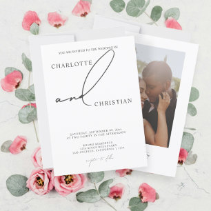 Convite Casamento de Script Elegante e Simples Minimalista
