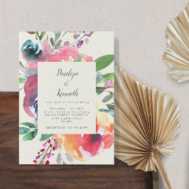 Convite Casamento de Script Elegante Floral Floral da Bold