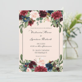 Convite Casamento de Script Elegante Floral Floral de Blus