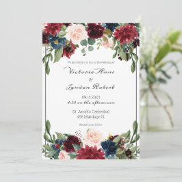 Convite Casamento de Script Elegante Floral Floral de Blus