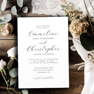 Convite Casamento de Script Elegante Minimalista Simples