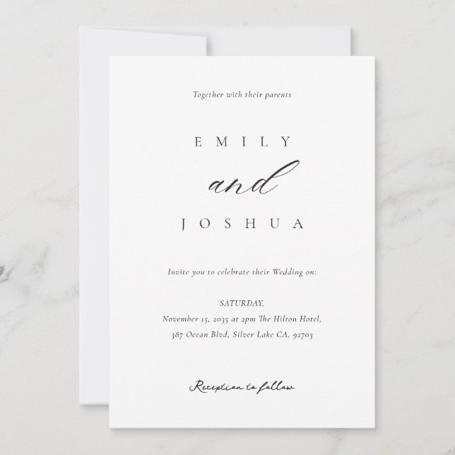 Convite Casamento de Script Elegante Moderno (Frente)