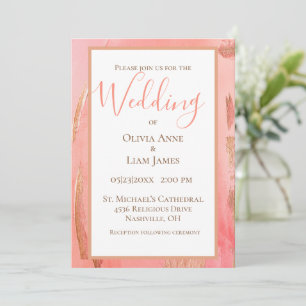 Convite Casamento de Script Elegante Moderno e Rosa Dourad