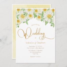 Convite Casamento de Script Floral Amarelo Branco da Daisi
