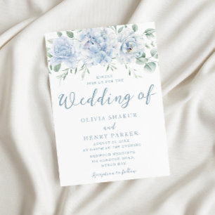 Convite Casamento de Script Floral Azul Incrível