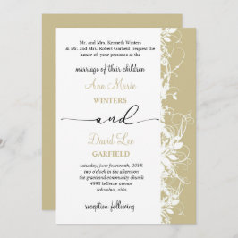 Convite Casamento de Script Floral Branco Elegante e Moder