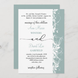 Convite Casamento de Script Floral Branco Elegante e Moder