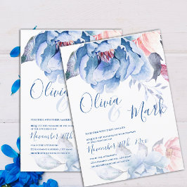 Convite Casamento de Script Floral Cuta Floral de Pêssego 
